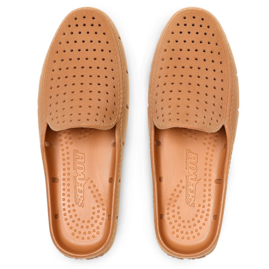 COGNAC VEGAN SUEDE MENS SUNSET SLIDE