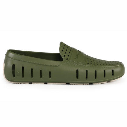 men s country club chive green bright white loafers,5