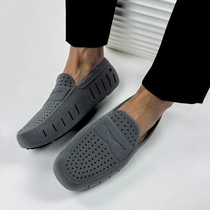 Men's Country Club Slate Grey Black Suede Loafers