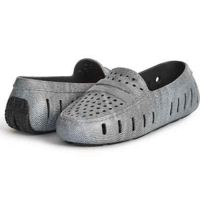 Women's Posh Black Denim Print Loafers