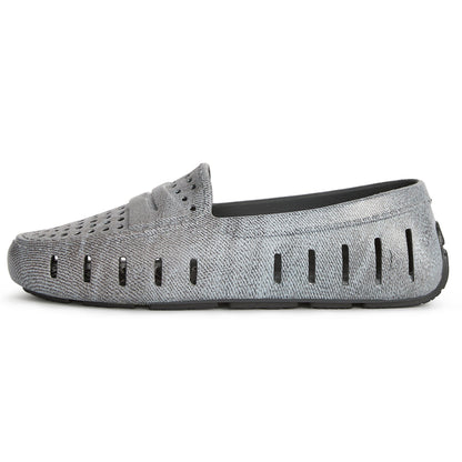 Women's Posh Black Denim Print Loafers