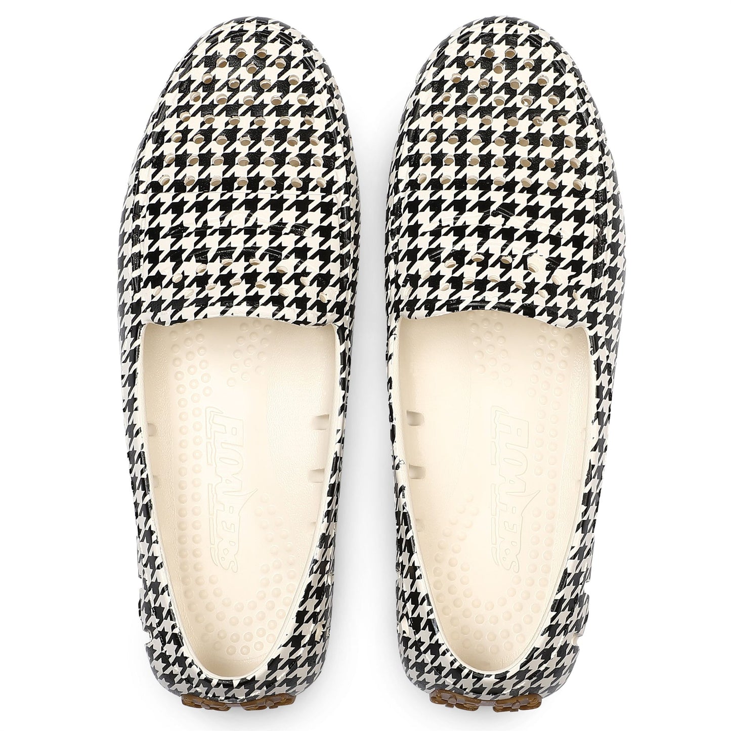 Women's Posh Black Cream Houndstooth Print Loafers