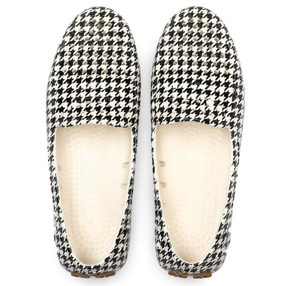 Women's Posh Black Cream Houndstooth Print Loafers