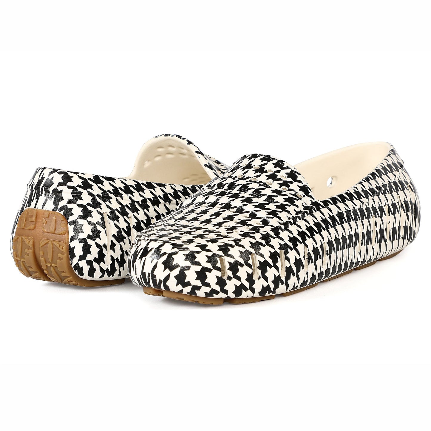 Women's Posh Black Cream Houndstooth Print Loafers