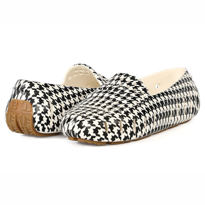 Women's Posh Black Cream Houndstooth Print Loafers