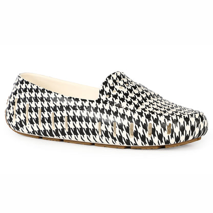 Women's Posh Black Cream Houndstooth Print Loafers
