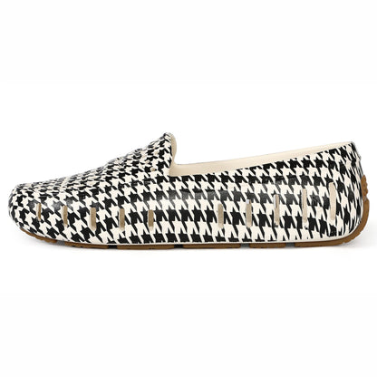 Women's Posh Black Cream Houndstooth Print Loafers