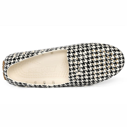 Women's Posh Black Cream Houndstooth Print Loafers