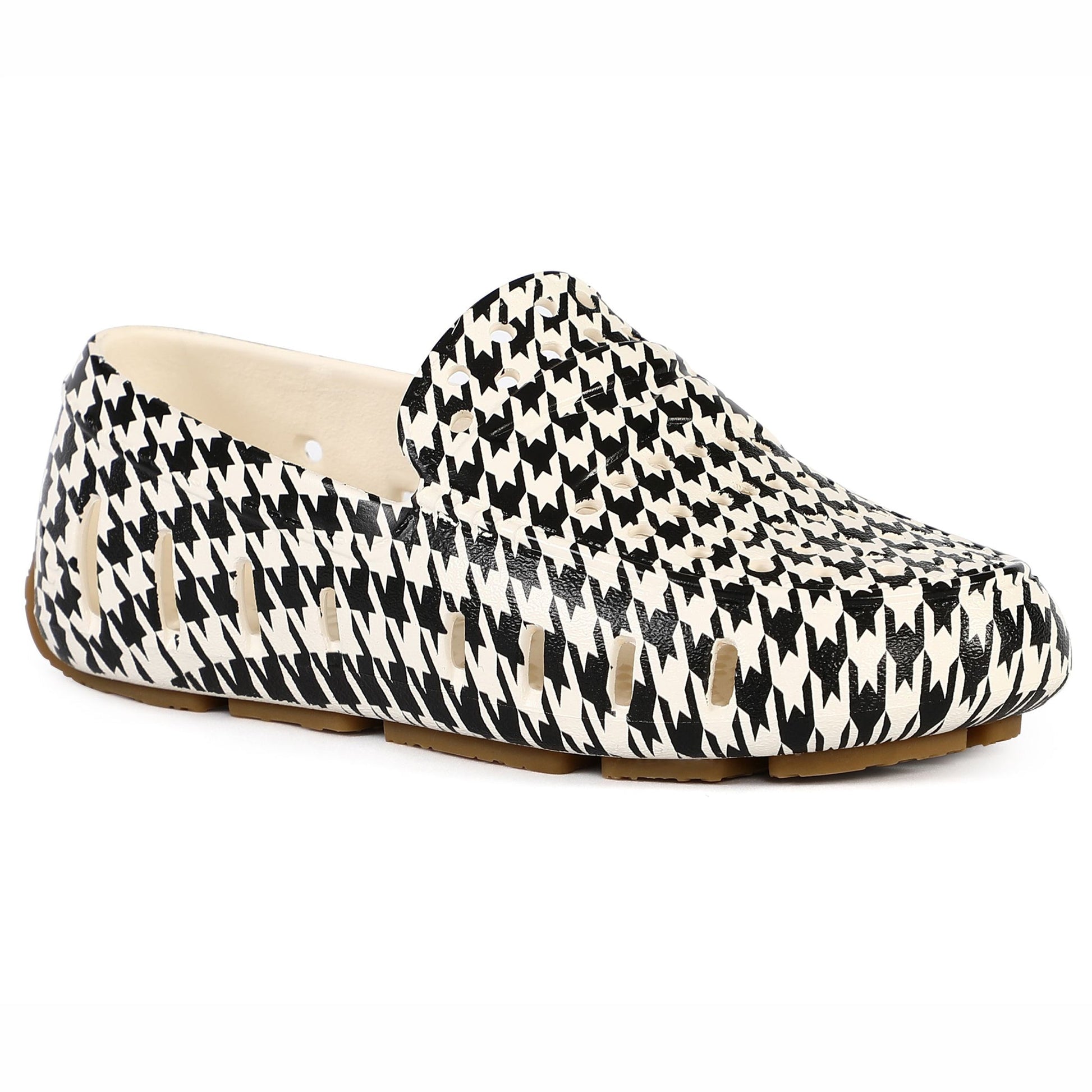 Kids Prodigy Cream Black Houndstooth Print Loafers