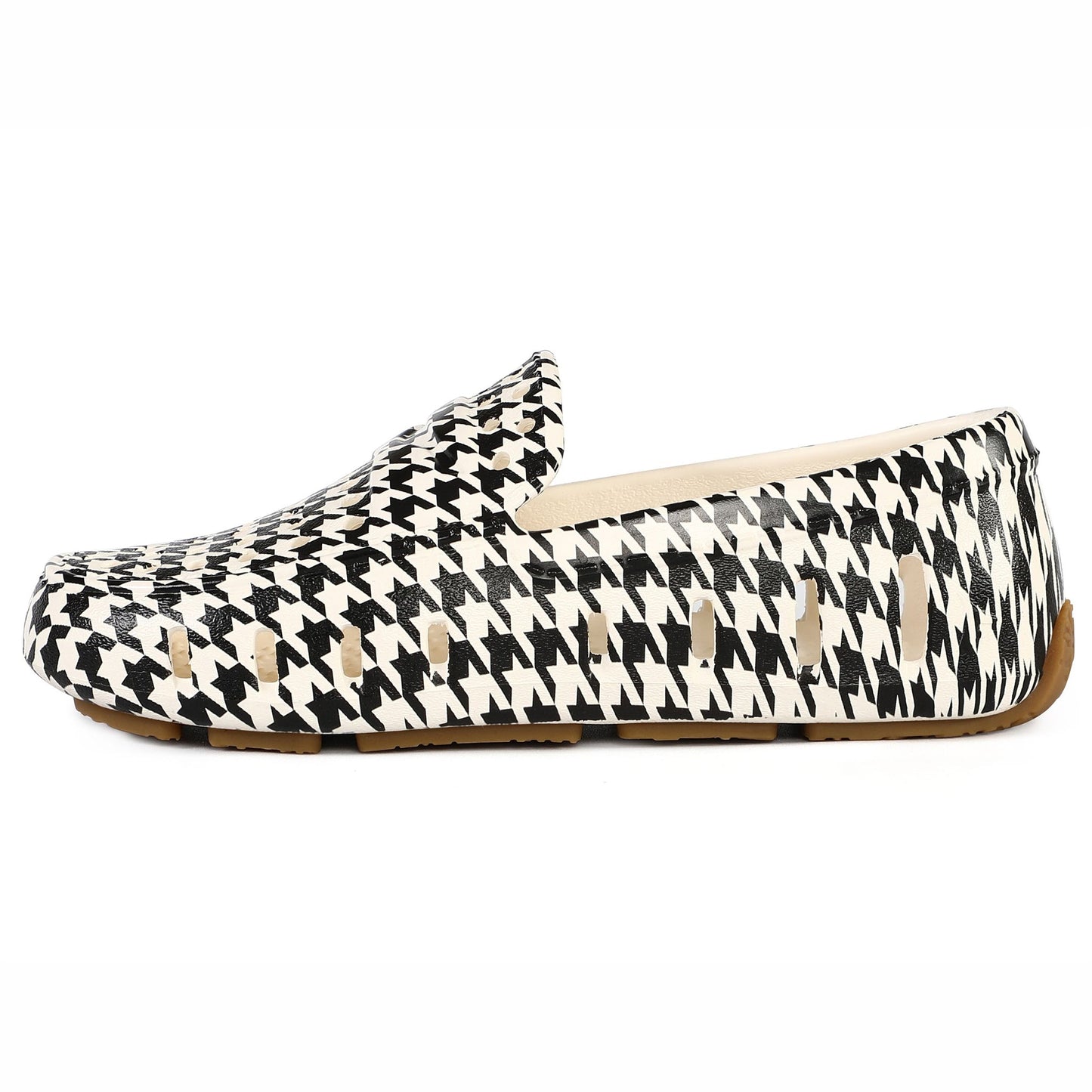 Kids Prodigy Cream Black Houndstooth Print Loafers