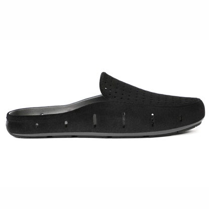 black vegan suede sunset slide,5