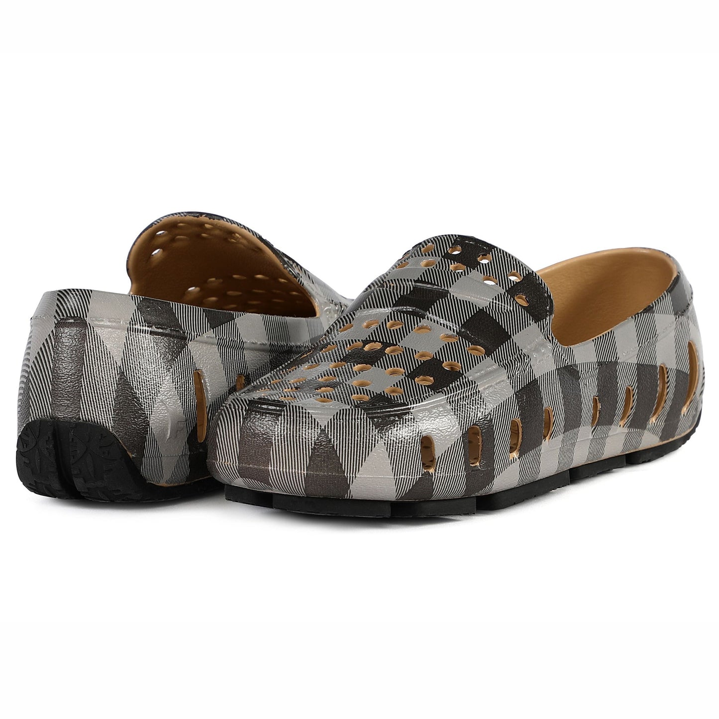 Kids Prodigy Gray Tartan Plaid/Black Print Loafers