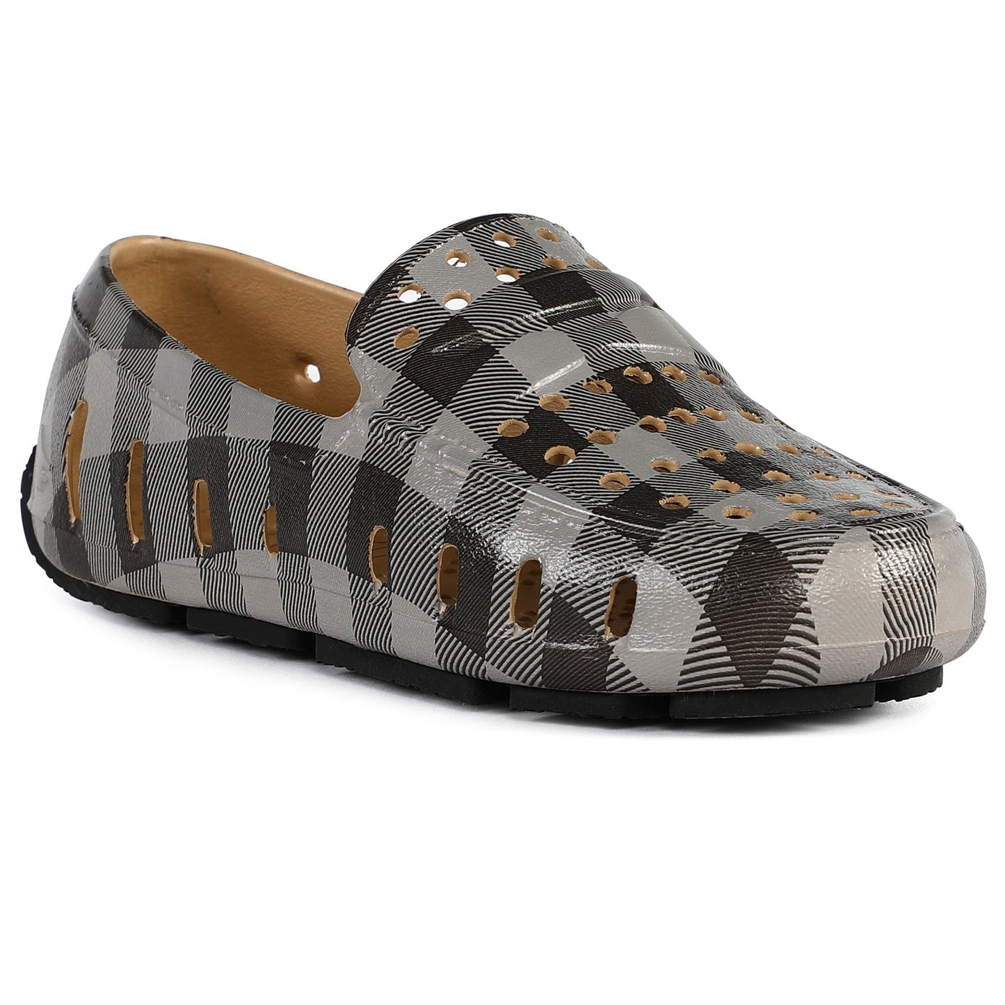 Kids Prodigy Gray Tartan Plaid/Black Print Loafers