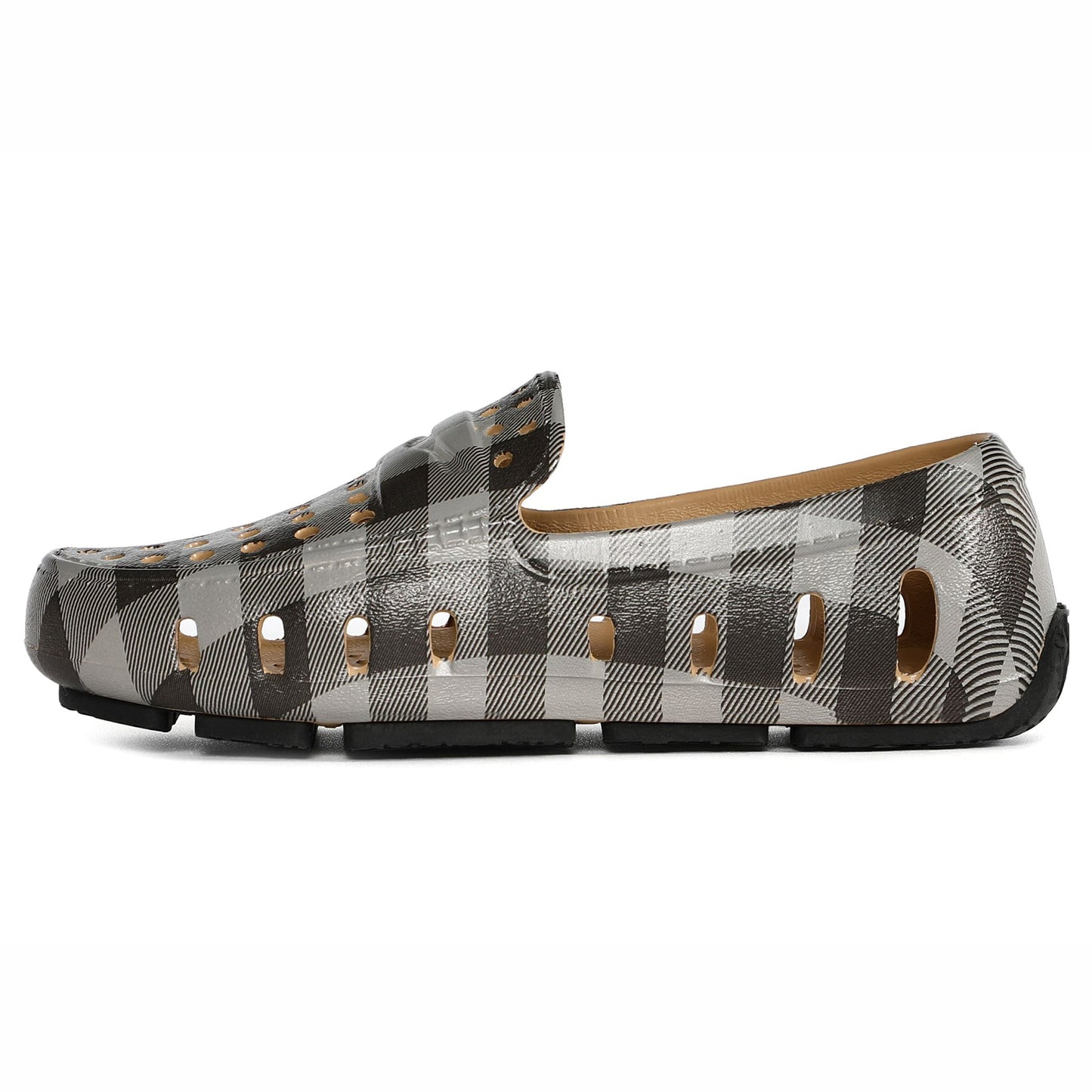 Kids Prodigy Gray Tartan Plaid/Black Print Loafers