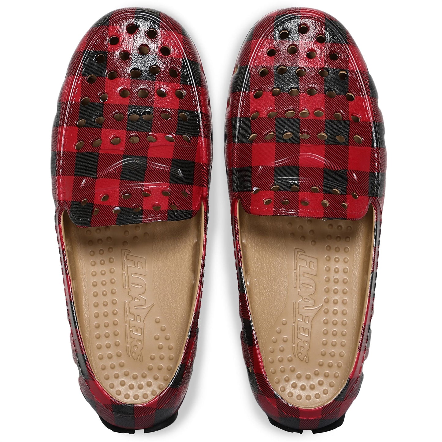 Kids Prodigy Red Tartan Plaid/Black Print Loafers