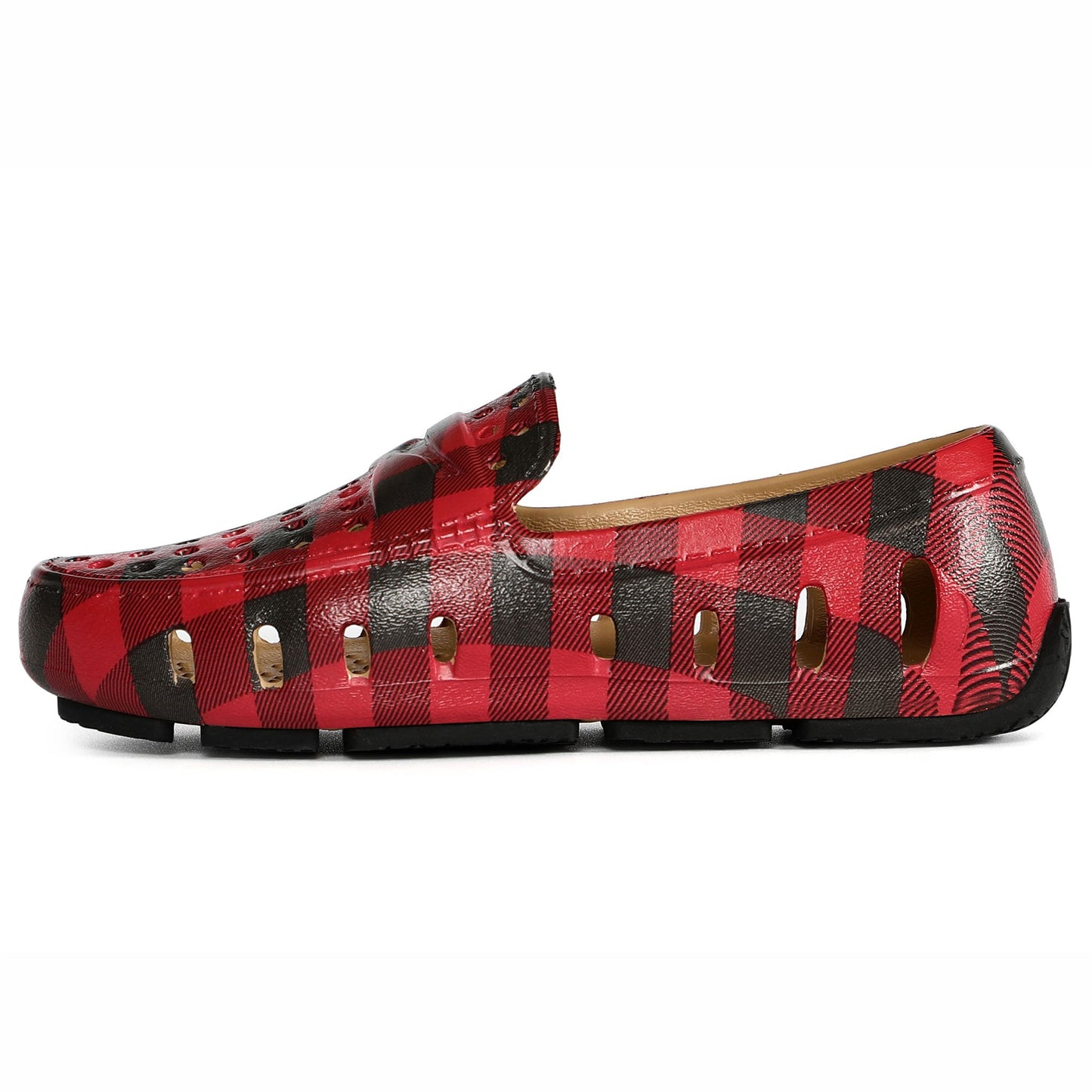 Kids Prodigy Red Tartan Plaid/Black Print Loafers