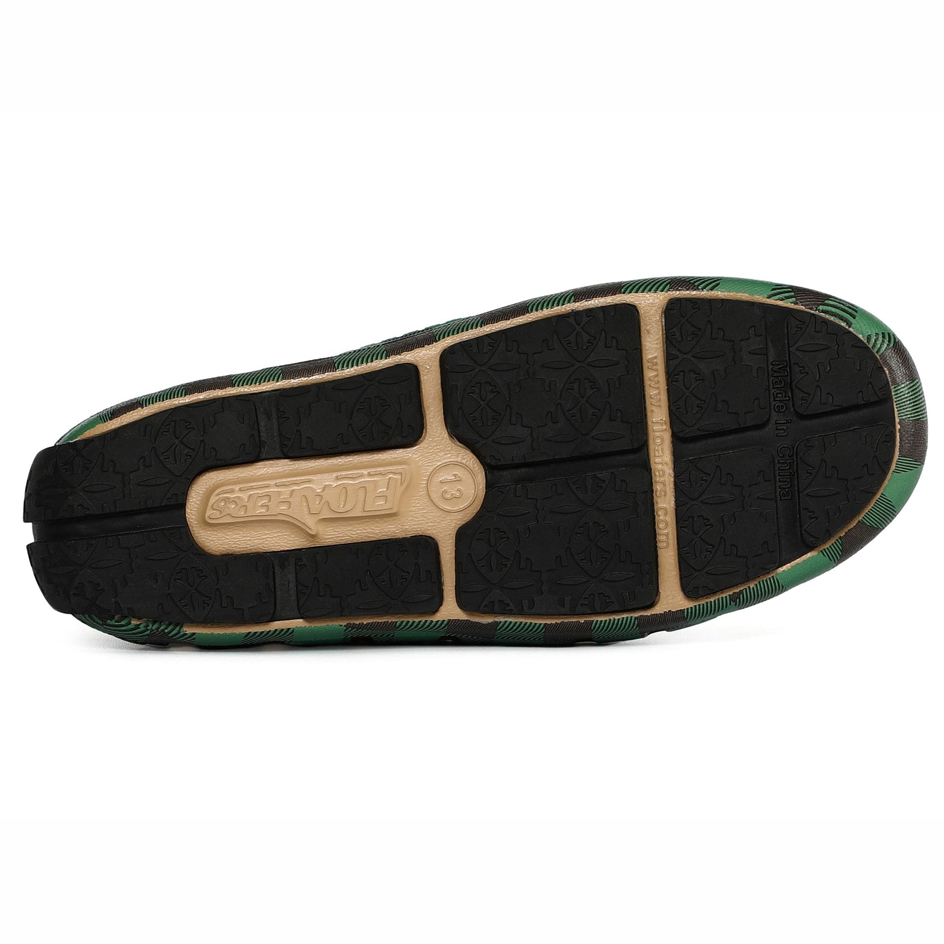 Kids Prodigy Green Tartan Plaid/Black Print Loafers