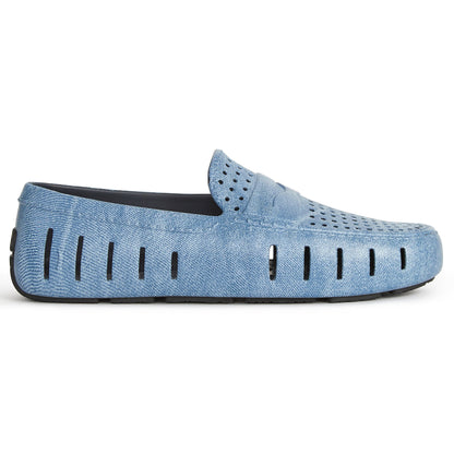 men s country club blue denim print loafers,5
