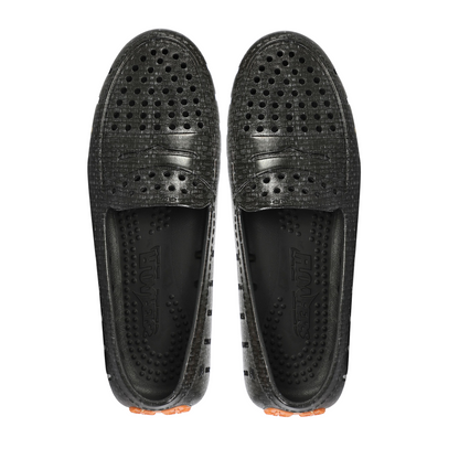 Women's Posh Black Raffia Print Loafers