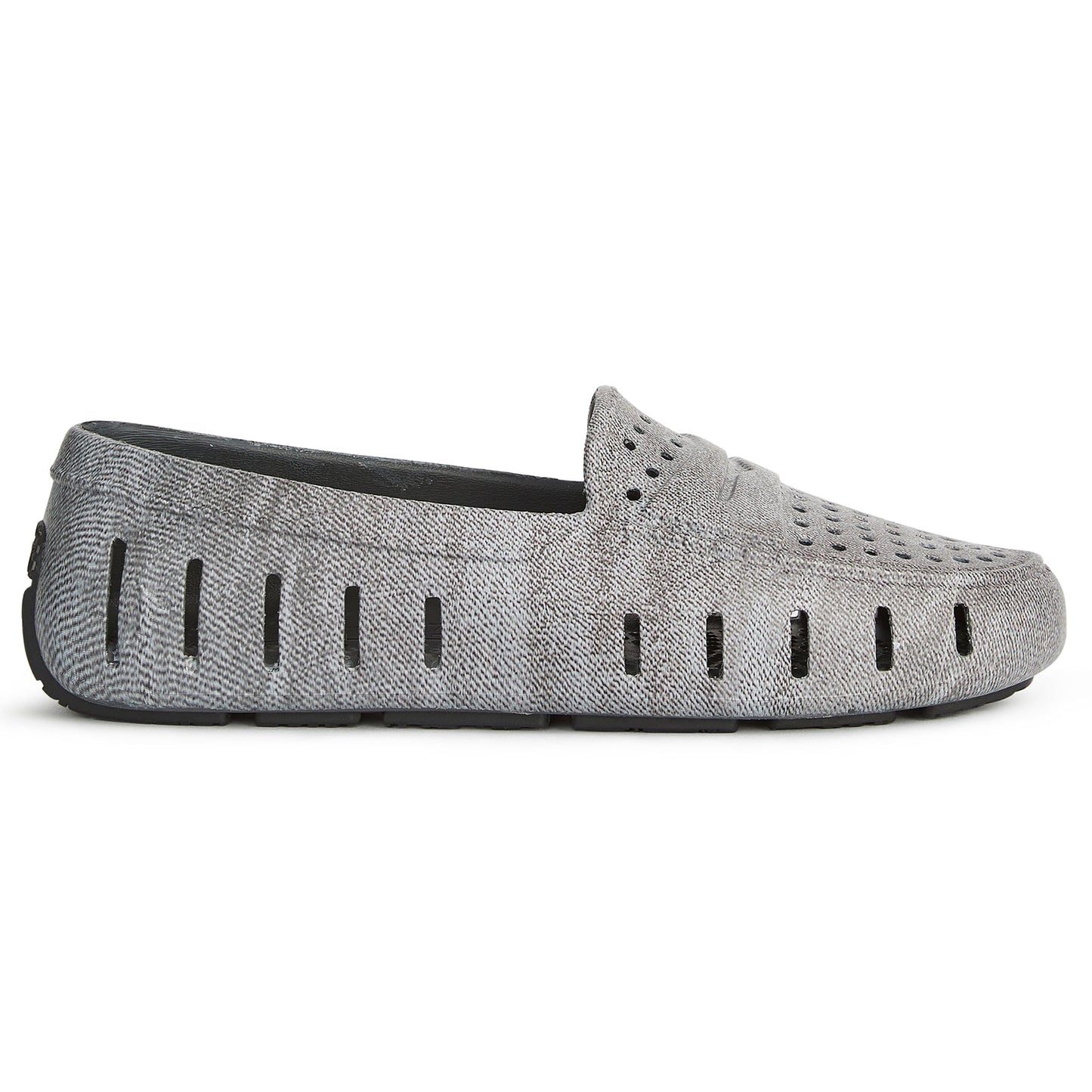women s posh black denim print loafers,5