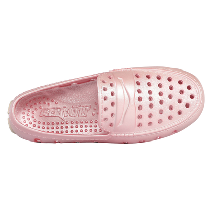 Kids Prodigy Pink Metallic Loafers Cream Sole
