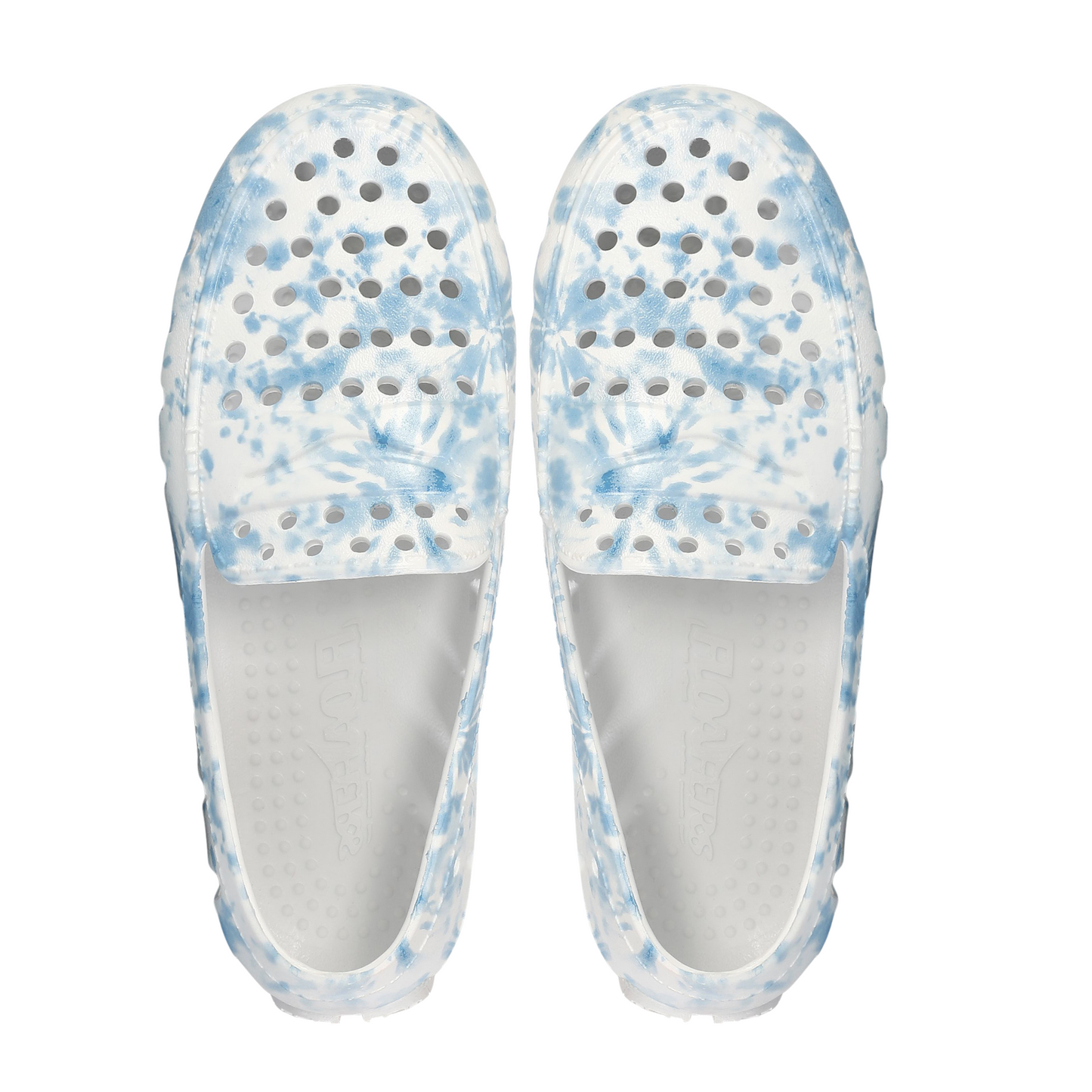 Kids Prodigy Blue Tie Dye Print Bright White Loafers