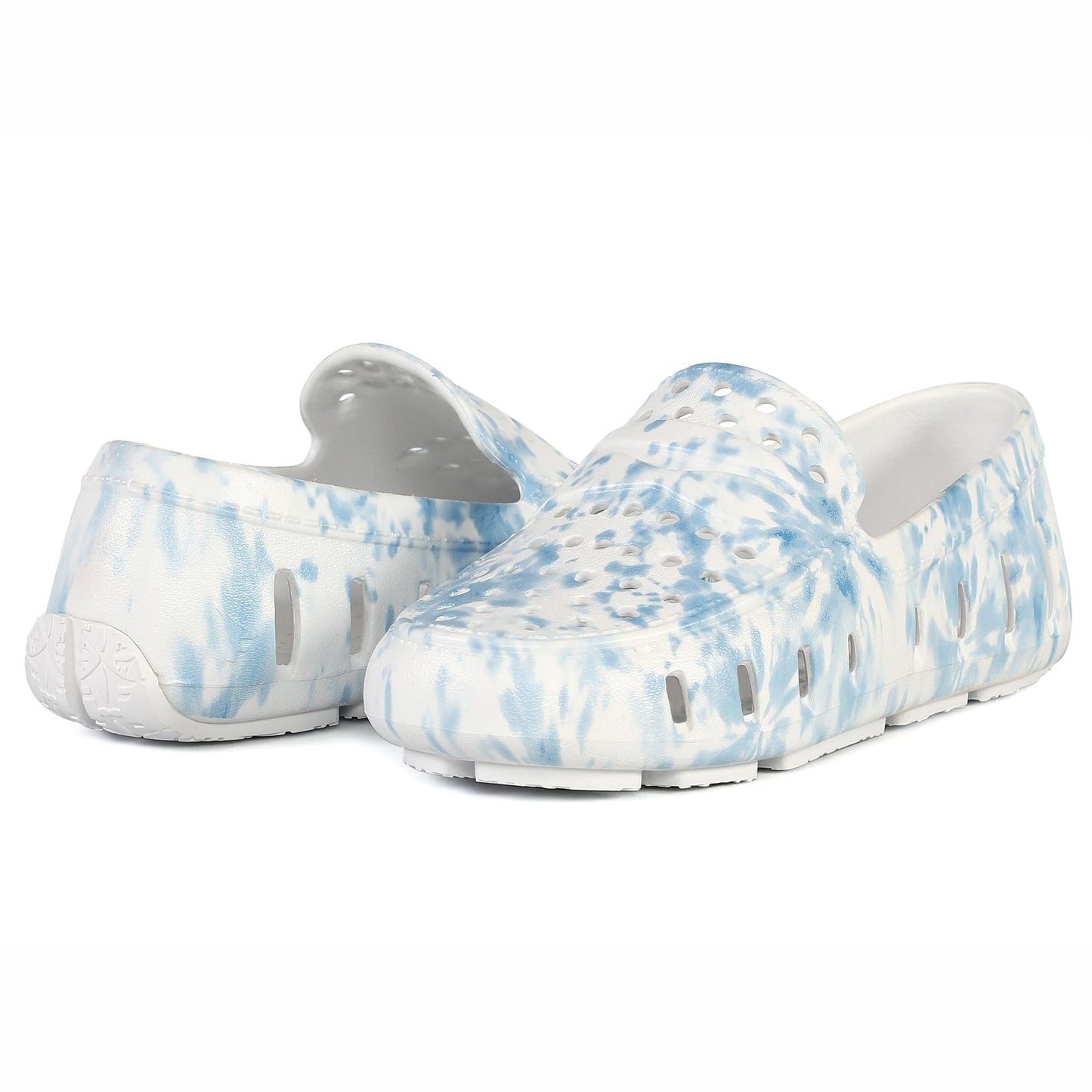 Kids Prodigy Blue Tie Dye Print Bright White Loafers