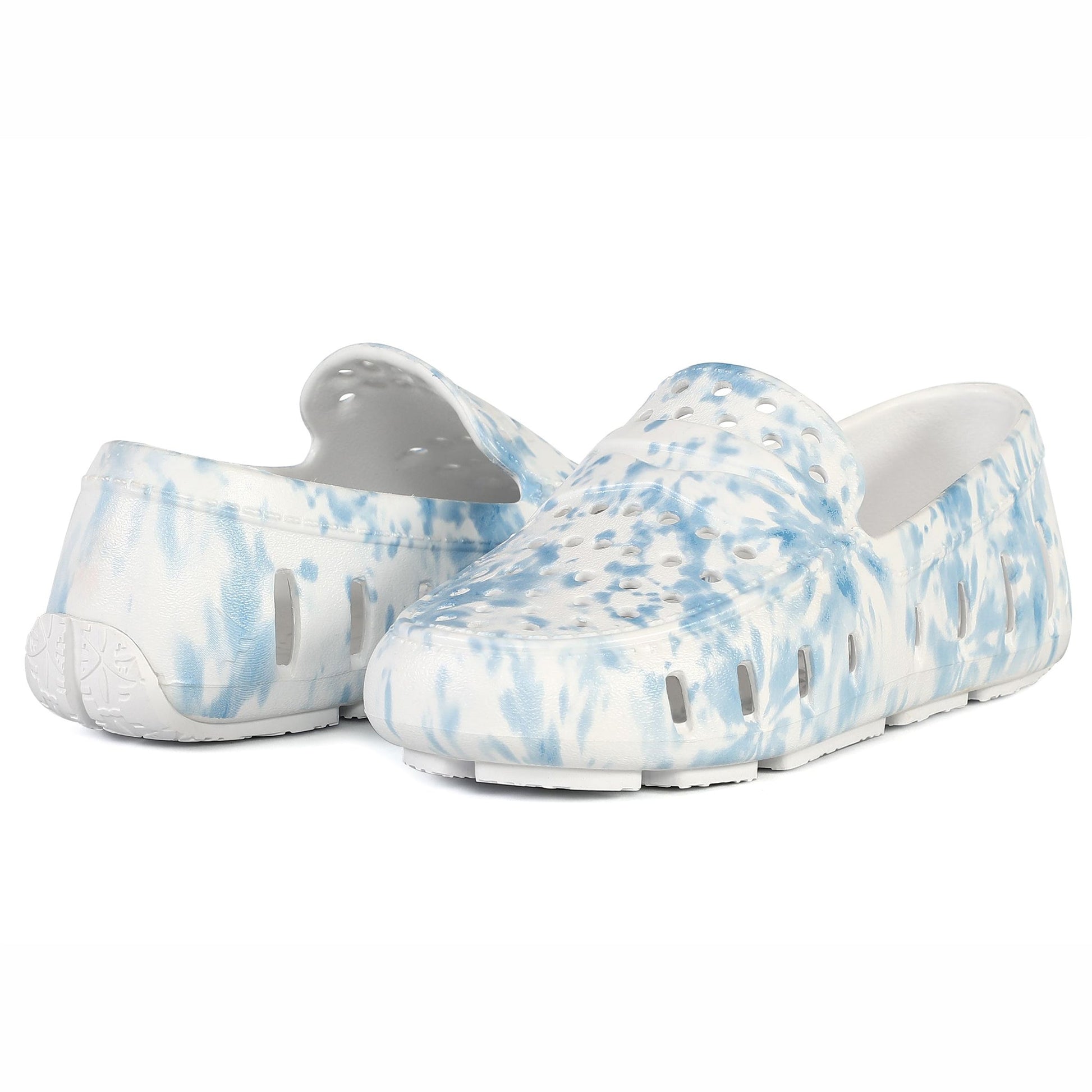 Kids Prodigy Blue Tie Dye Print Bright White Loafers