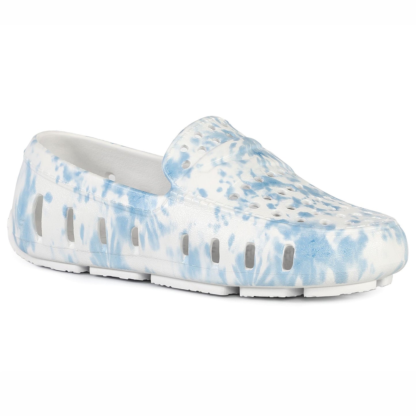 Kids Prodigy Blue Tie Dye Print Bright White Loafers