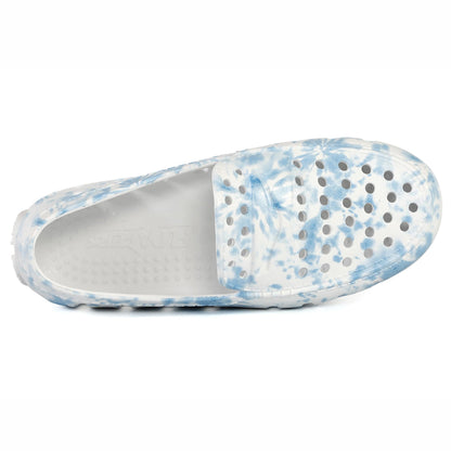 Kids Prodigy Blue Tie Dye Print Bright White Loafers