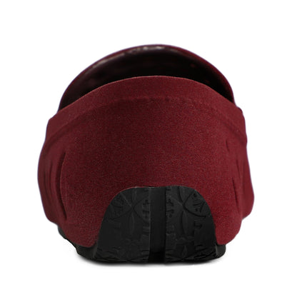 Kids Prodigy Maroon/Black Suede Loafers