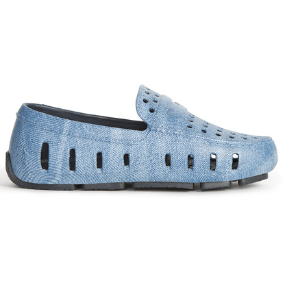 kids prodigy blue denim print loafers,C4