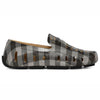 kids prodigy gray tartan plaid/black print loafers