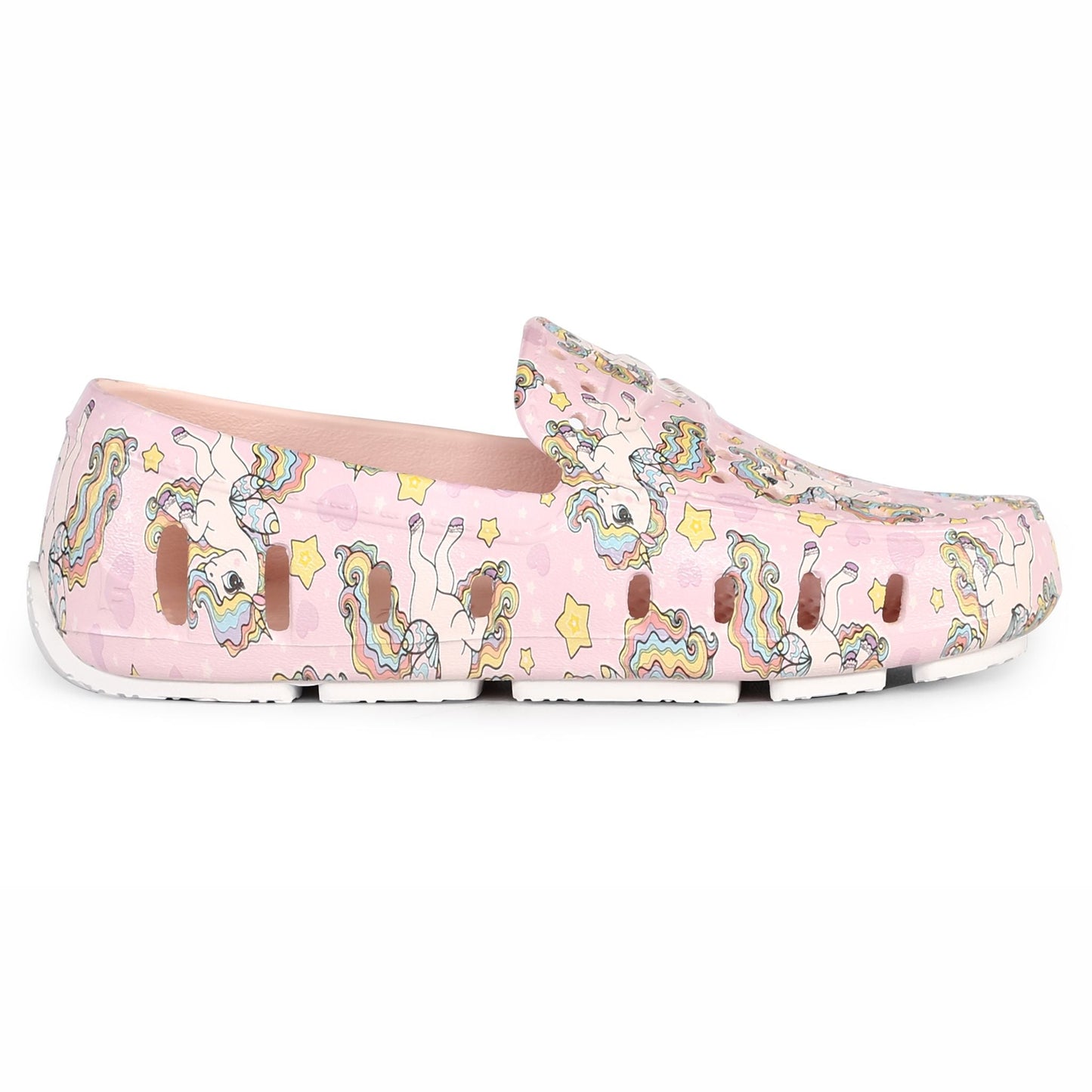 kids prodigy unicorn pink multi/bright white print loafers,C4