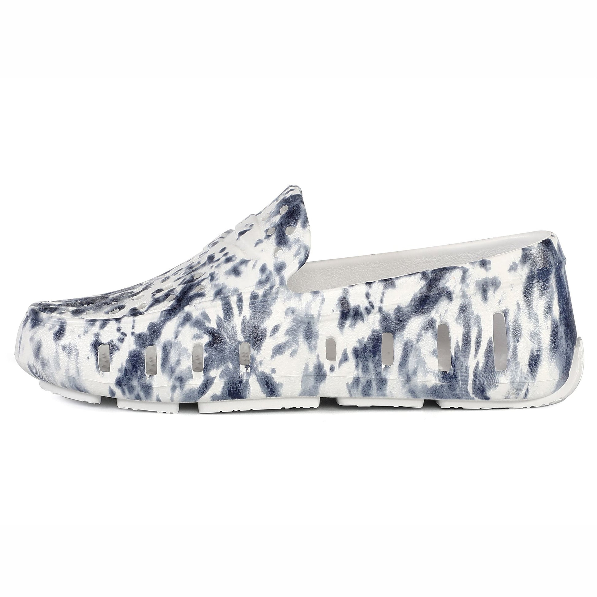 Kids Prodigy Navy Tie Dye Print Bright White Loafers