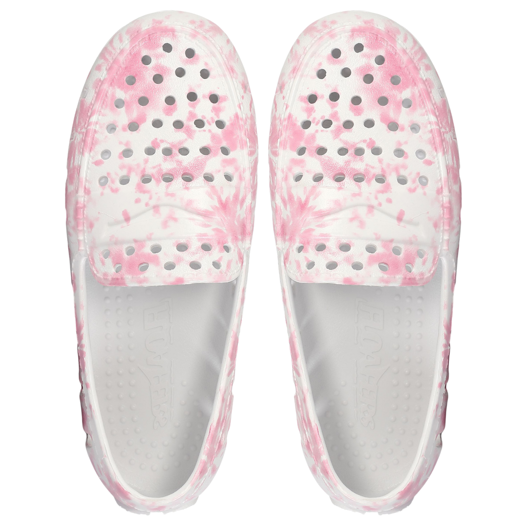 Kids Prodigy Pink Tie Dye Print Bright White Loafers