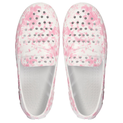 Kids Prodigy Pink Tie Dye Print Bright White Loafers