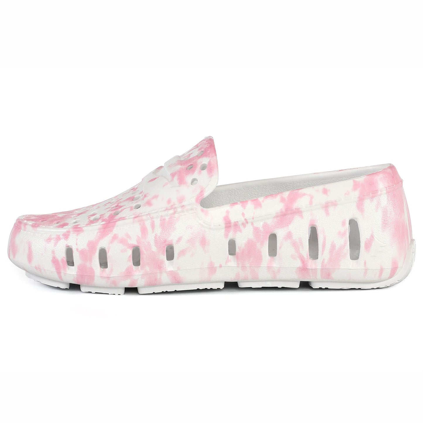 Kids Prodigy Pink Tie Dye Print Bright White Loafers