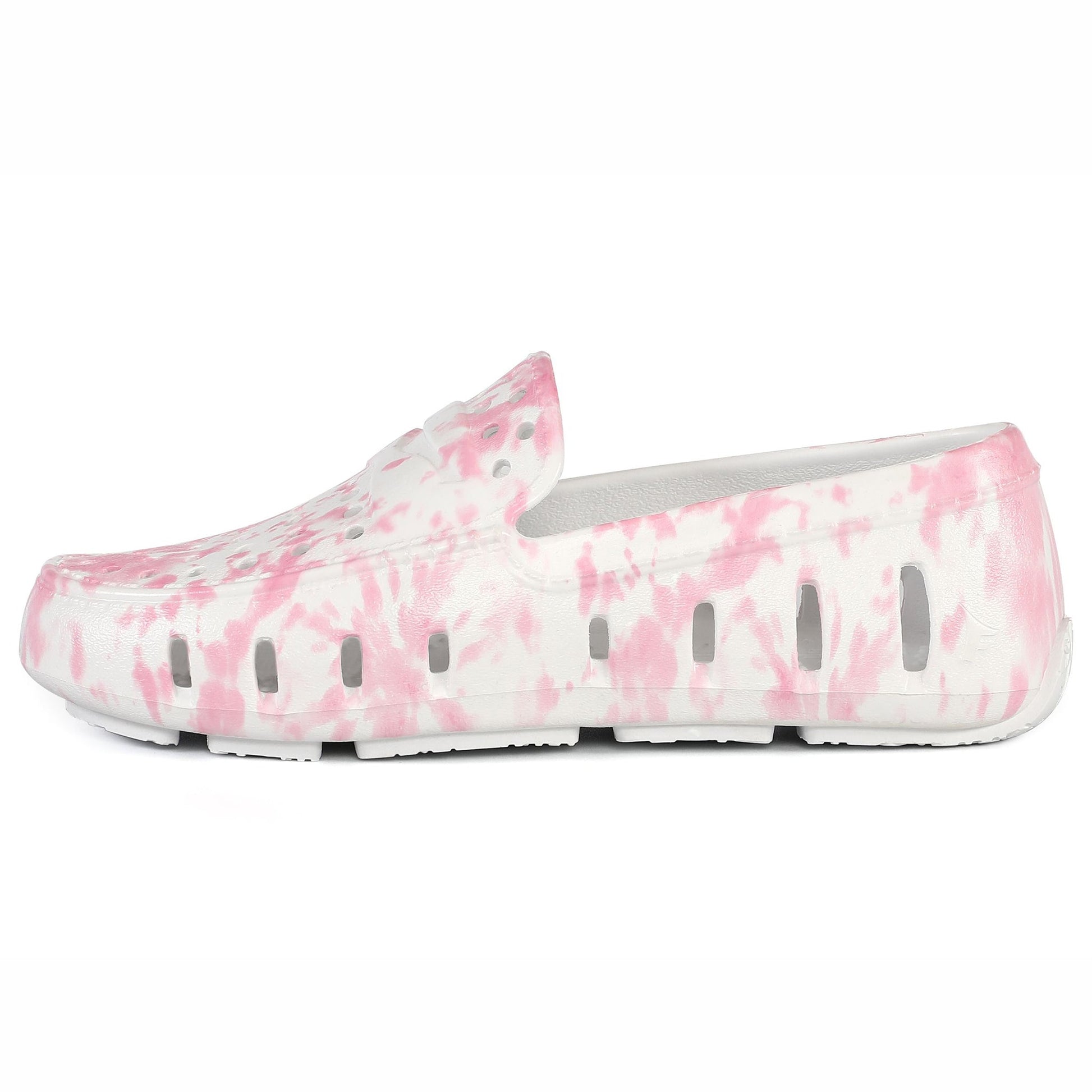 Kids Prodigy Pink Tie Dye Print Bright White Loafers