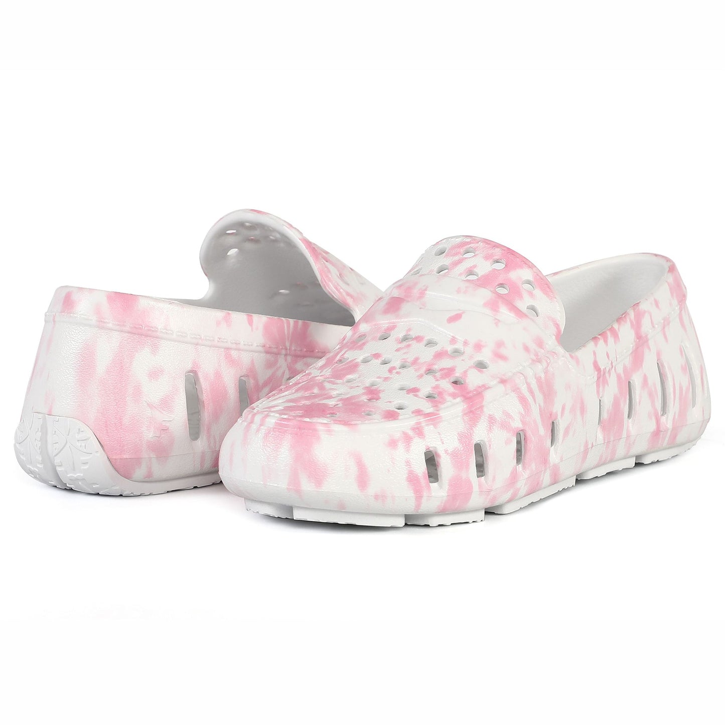 Kids Prodigy Pink Tie Dye Print Bright White Loafers
