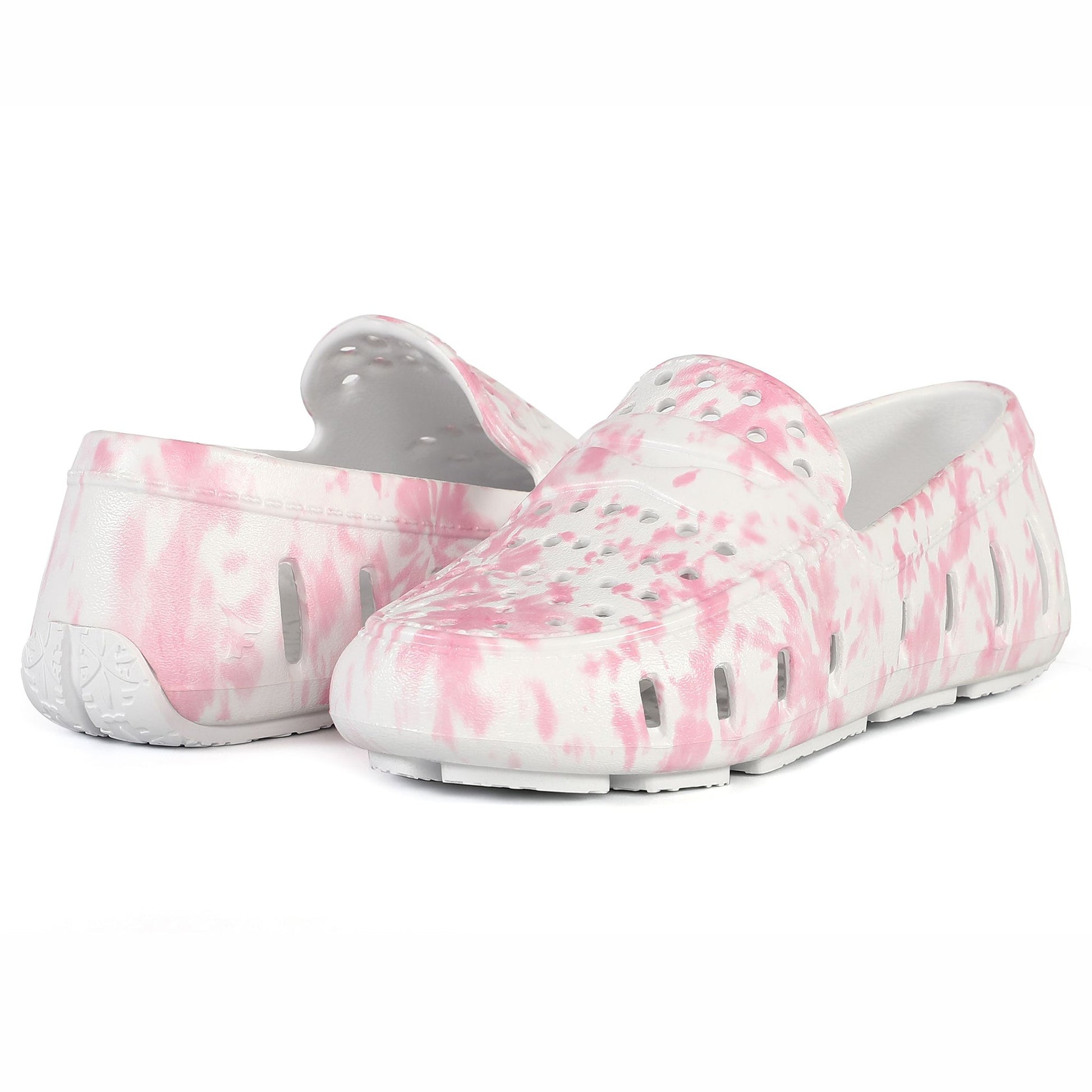 Kids Prodigy Pink Tie Dye Print Bright White Loafers