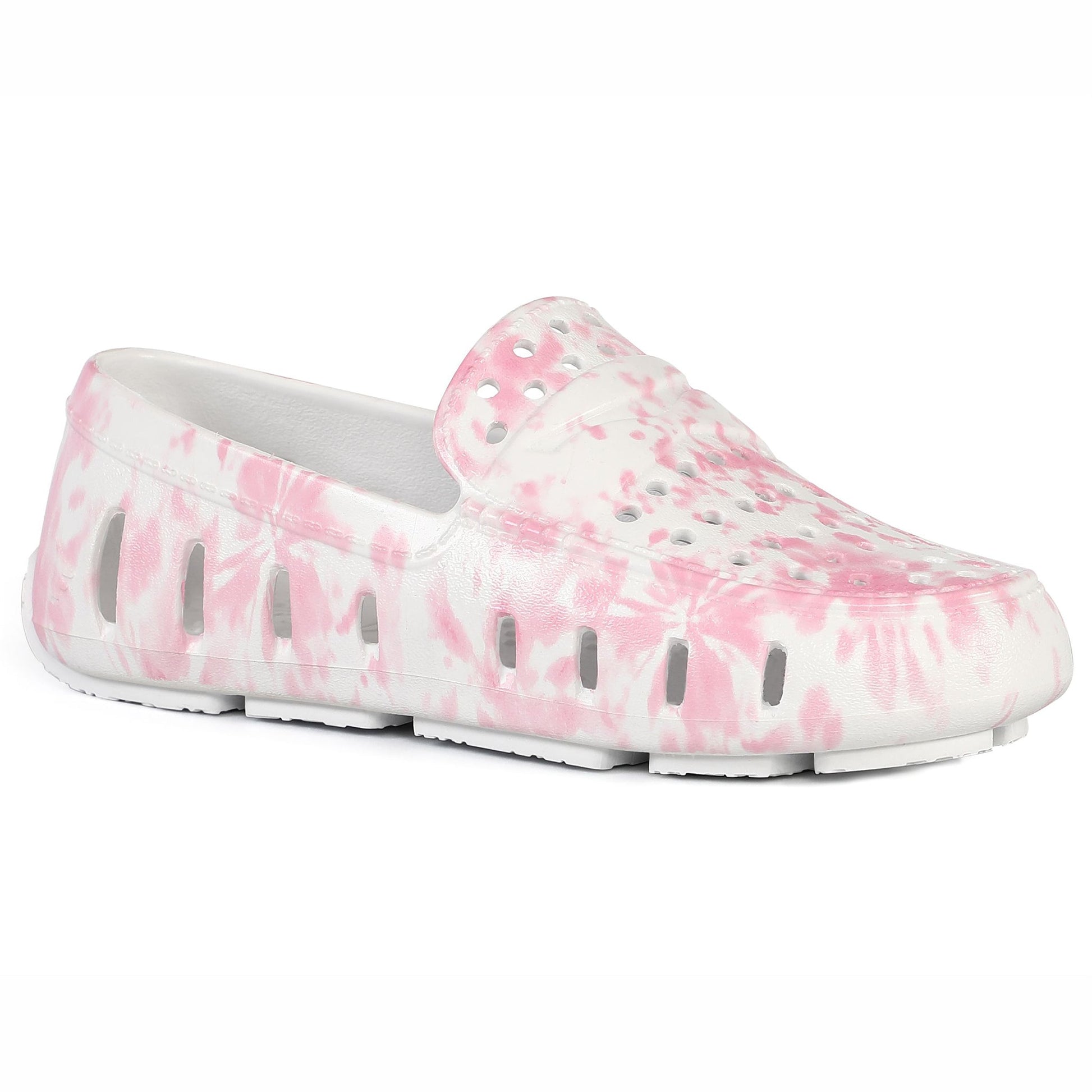 Kids Prodigy Pink Tie Dye Print Bright White Loafers