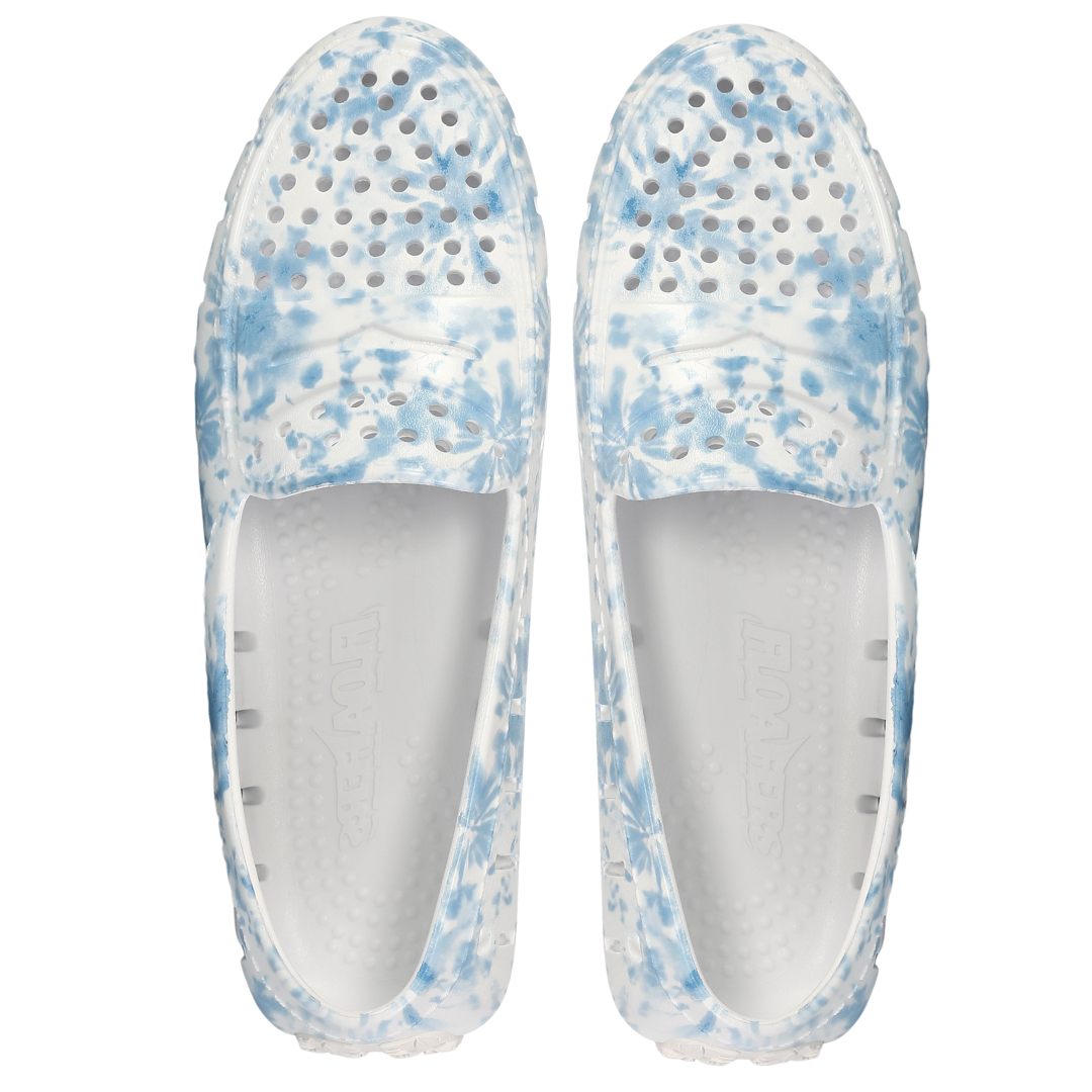 Women's Posh Blue Tie Dye Print Bright White Loafers