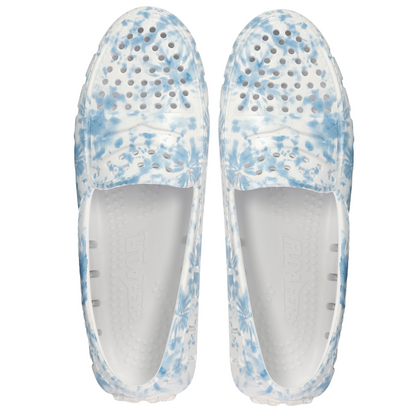 Women's Posh Blue Tie Dye Print Bright White Loafers