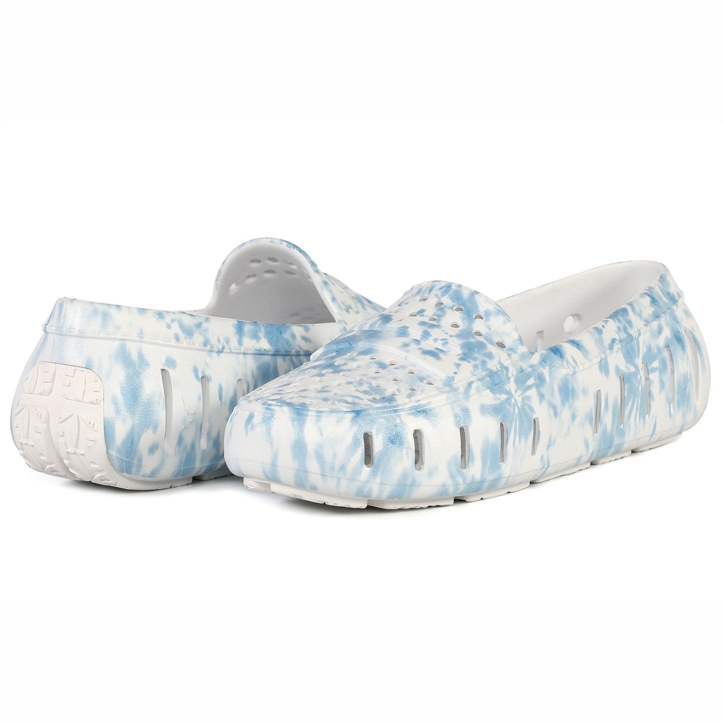 Women's Posh Blue Tie Dye Print Bright White Loafers