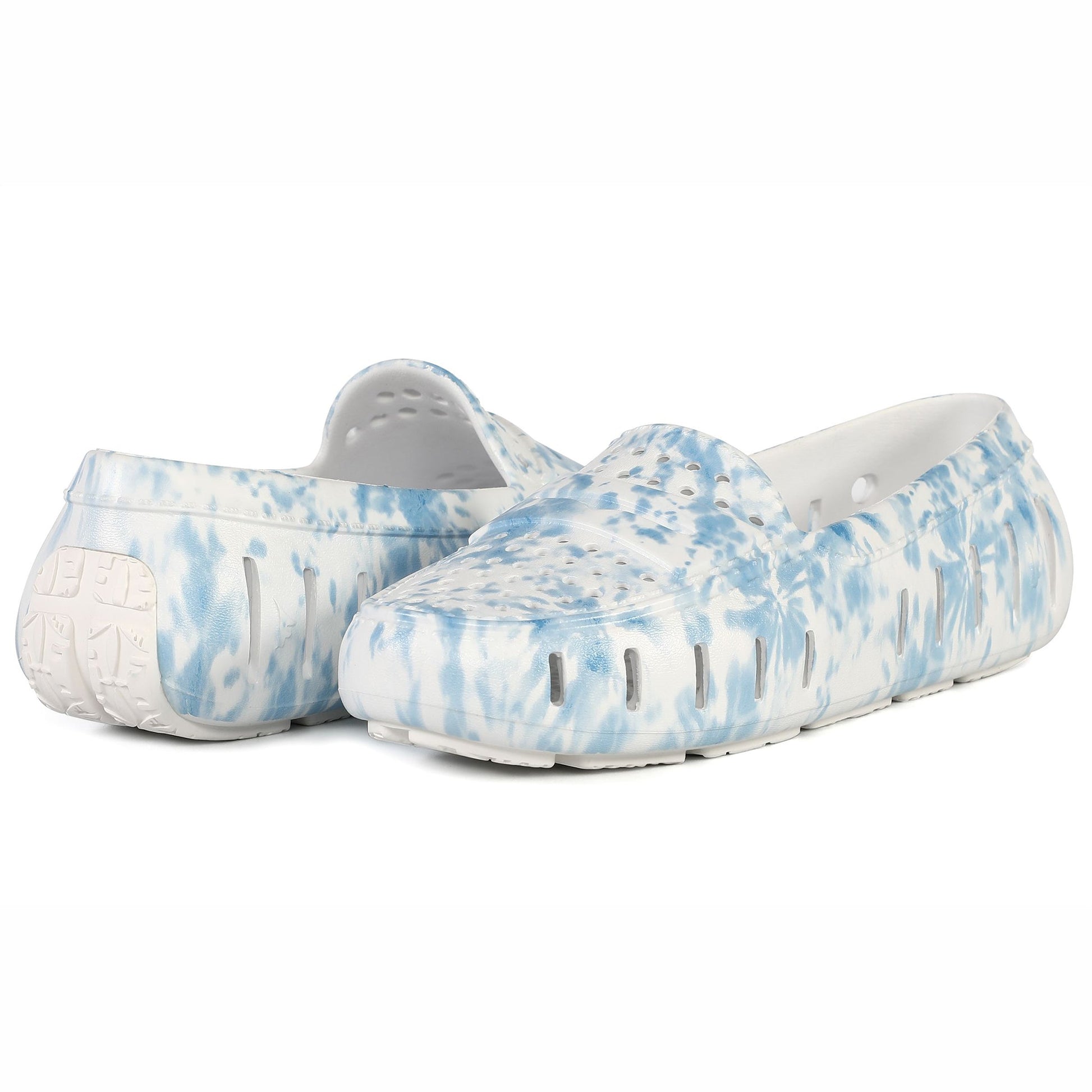 Women's Posh Blue Tie Dye Print Bright White Loafers
