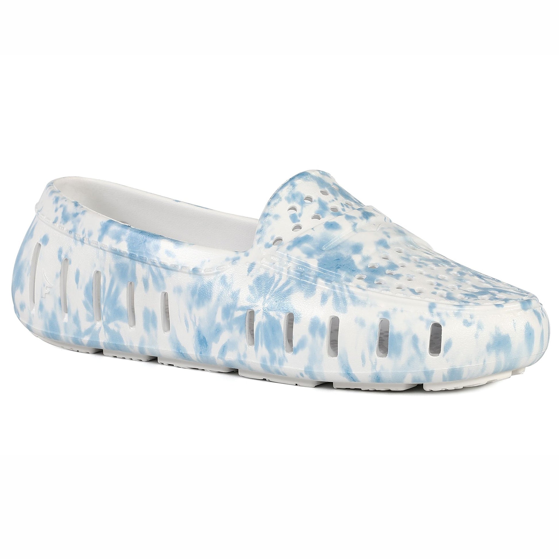 Women's Posh Blue Tie Dye Print Bright White Loafers