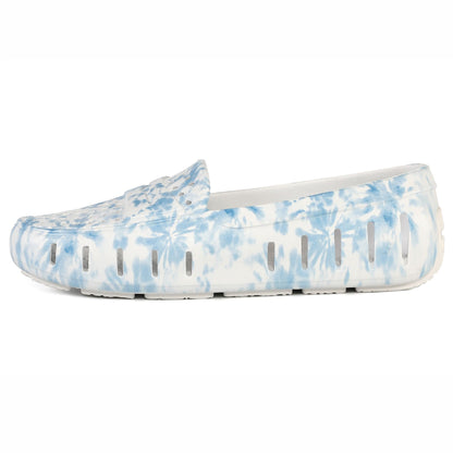 Women's Posh Blue Tie Dye Print Bright White Loafers