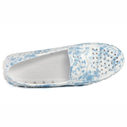 Women's Posh Blue Tie Dye Print Bright White Loafers