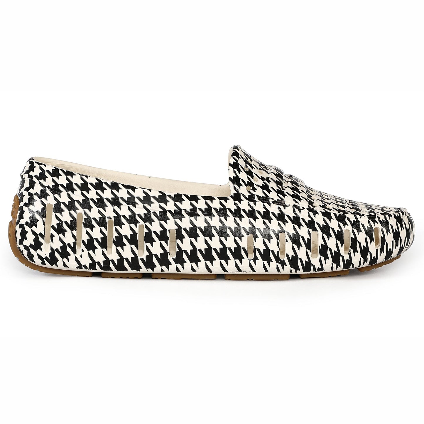 women s posh black cream houndstooth print loafers,5